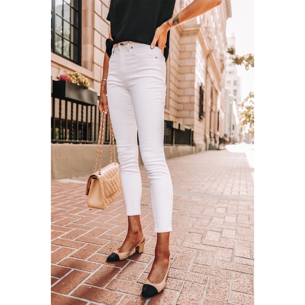 ✨NWT✨ EVERLANE The Authentic Stretch Mid Rise Skinny in White Sz 26 Tall - Picture 5 of 6